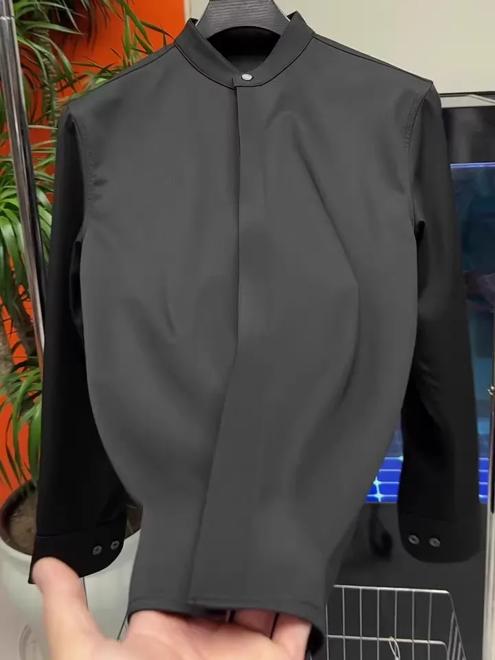 

New Men's Busin irt Slim Fit Long Sve Color High Quali European Sle Faionable Autumn Winter Clothing