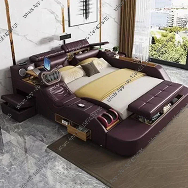N5 Korean Modern Luxury Bed European Nature Luxury Bedroom Human Bed Design Multifunctional Bedroom Camas King Size Home Furni