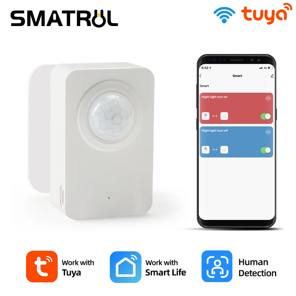 

SMATRUL Tuya WiFi PIR Motion Sensor Human Body Movement Infrared Detector EU Wireless Smart Life APP Home Security Alarm System