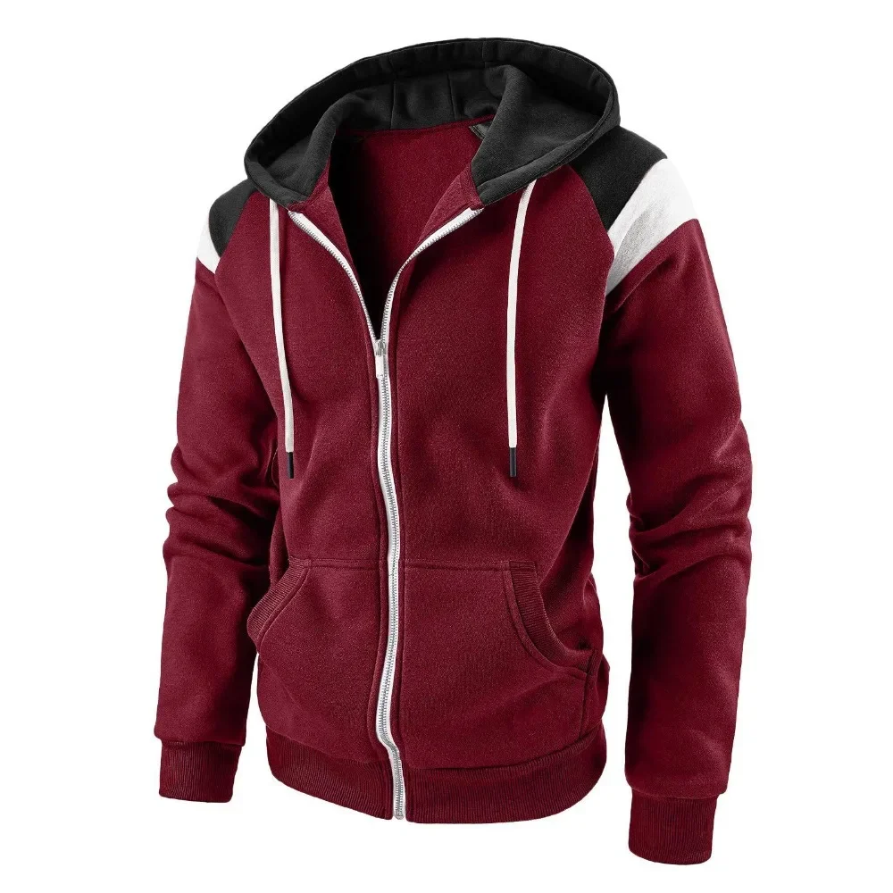 

2025 New Men's Hooded Jacket Color blocked Casual Loose Hooded Sportswear Spring and Autumn Fashion Zipper Hoodie Men's Street W