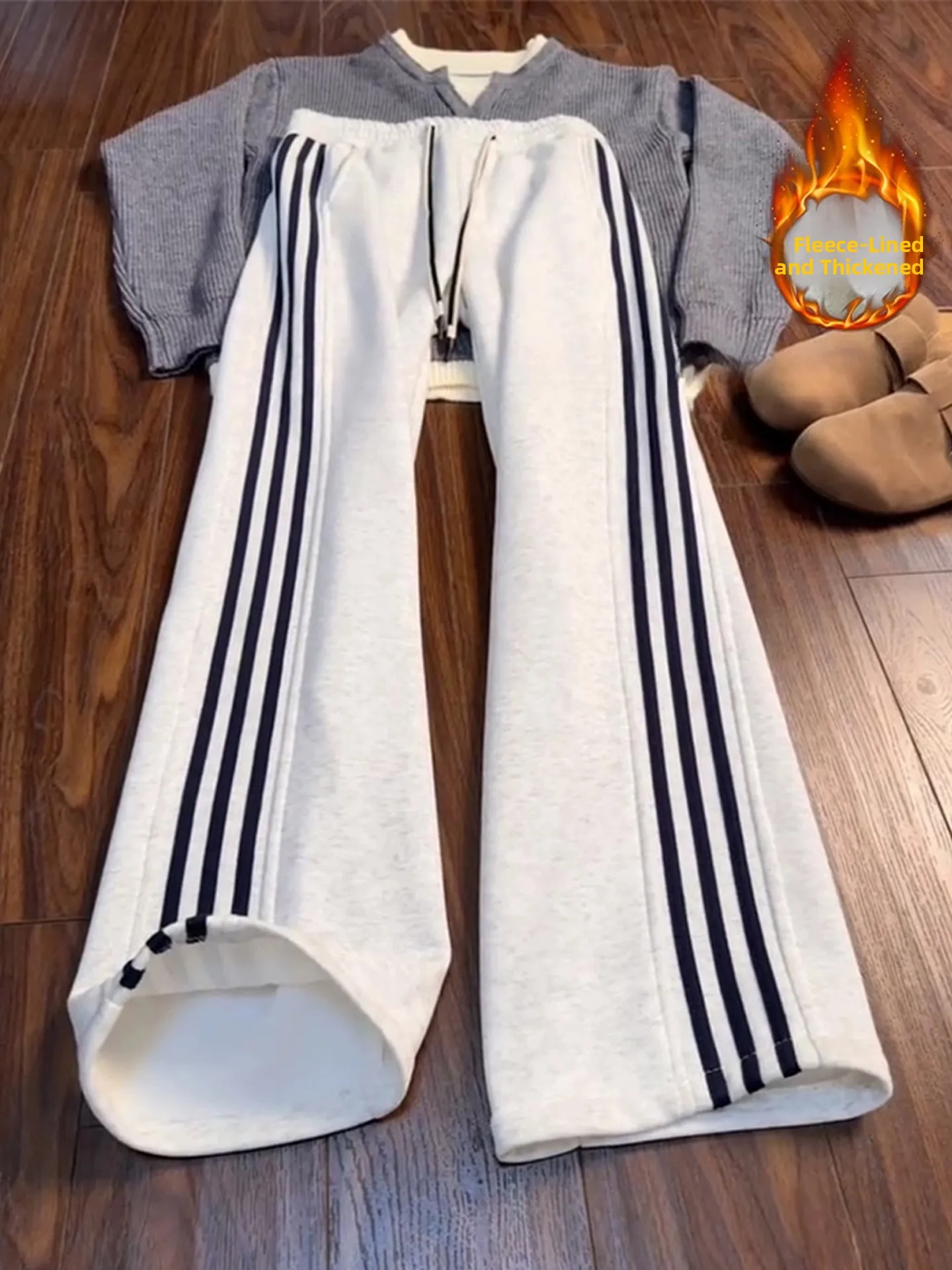 

Мужские спортивные брюки YL с микро-клешом и прямым кроем, с подкладкой, в американском стиле, с полосками, для зимы, молодежный модный тренд