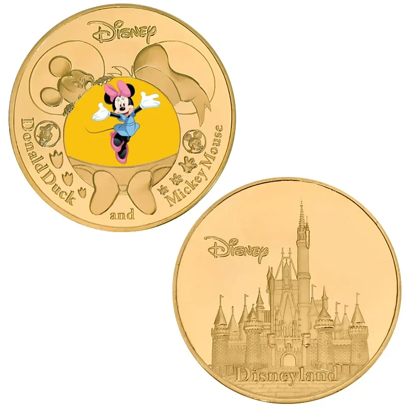 Disney Mickey Mouse Minnie Gedenkmünzen Anime Peripherie Kawaii Donald Duck Goldmünze Glücksmünze Kinder Weihnachtsgeschenk