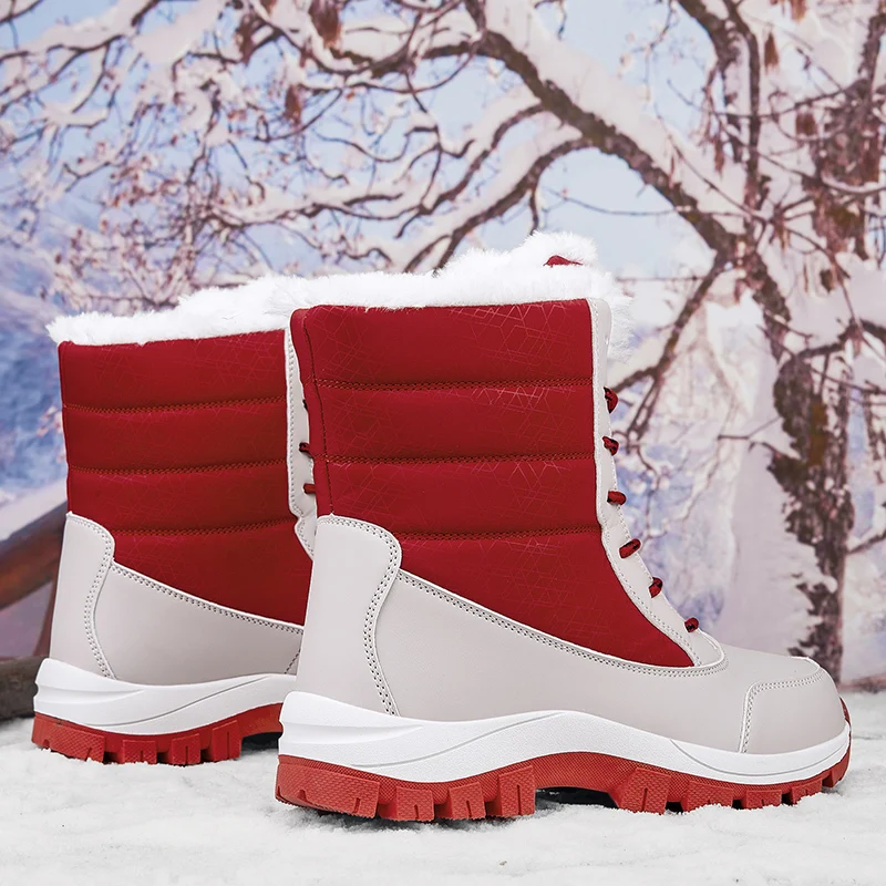 Winter Snowboots Hoogwaardige Outdoor Anti Slip High Top Dames Sneakers Pluche Warm Waterdicht Laars Mode Casual Katoenen Schoen