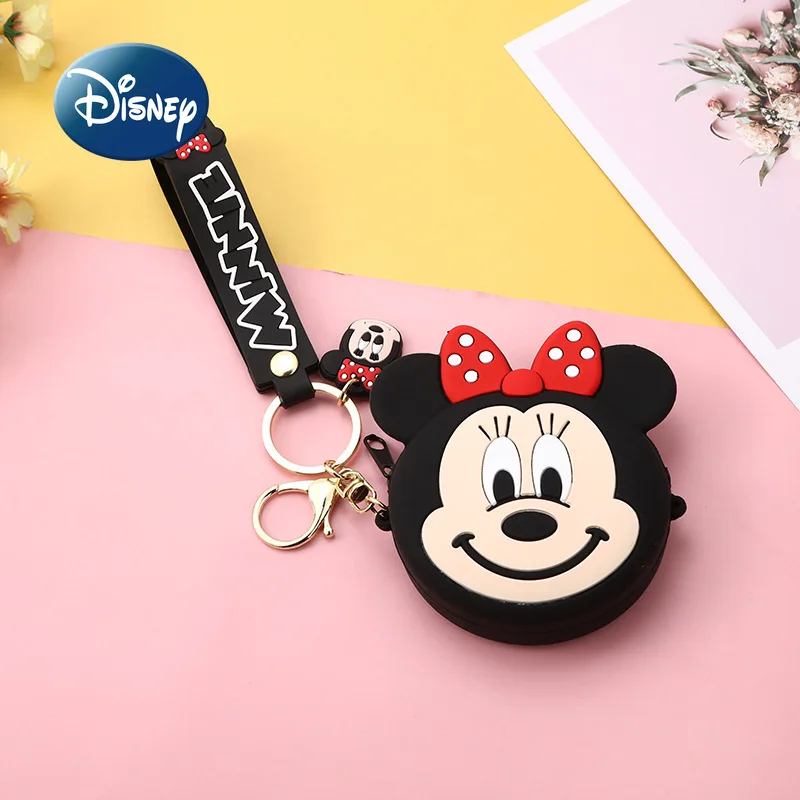 Disney-女性用の高品質バッグ,かわいいシリコンジッパー付きポケット,漫画のキーホルダー,新しいコレクション