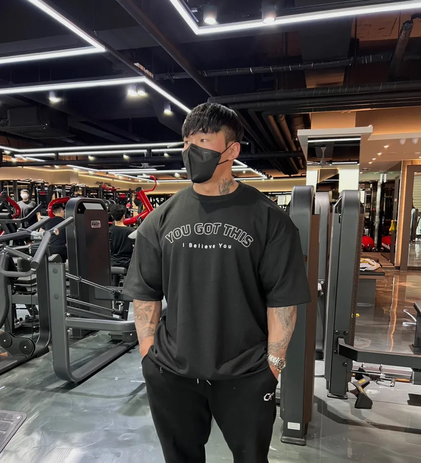 2022 europäische Größe neue Sommer Modetrend Männer Kurzarm Gymloose T-Shirt Fitness Bodybuilding Shirts Freizeit Baumwolle T-Shirt Top