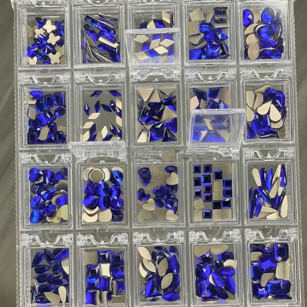 

400 Pieces Blue Nail Rhinestones | Crystal Gem High Quality Rhinestone Dark Sapphire Blue, Flat Back Rhinestones