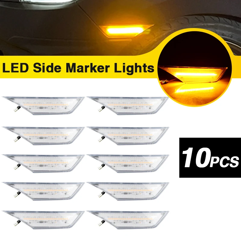 10PCS For 10th generation Honda Civic 2016-2020 Fender Side Marker Lights Amber Turn Signal Lamp Driving Running Position Lights