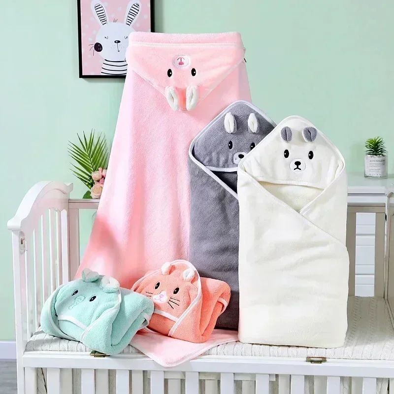 Cartoon Animal Baby Hooded Bath Towels Newborn Soft Towel Blanket Toddler Bathrobe Warm Sleeping Swaddle Wrap for Boys Girls