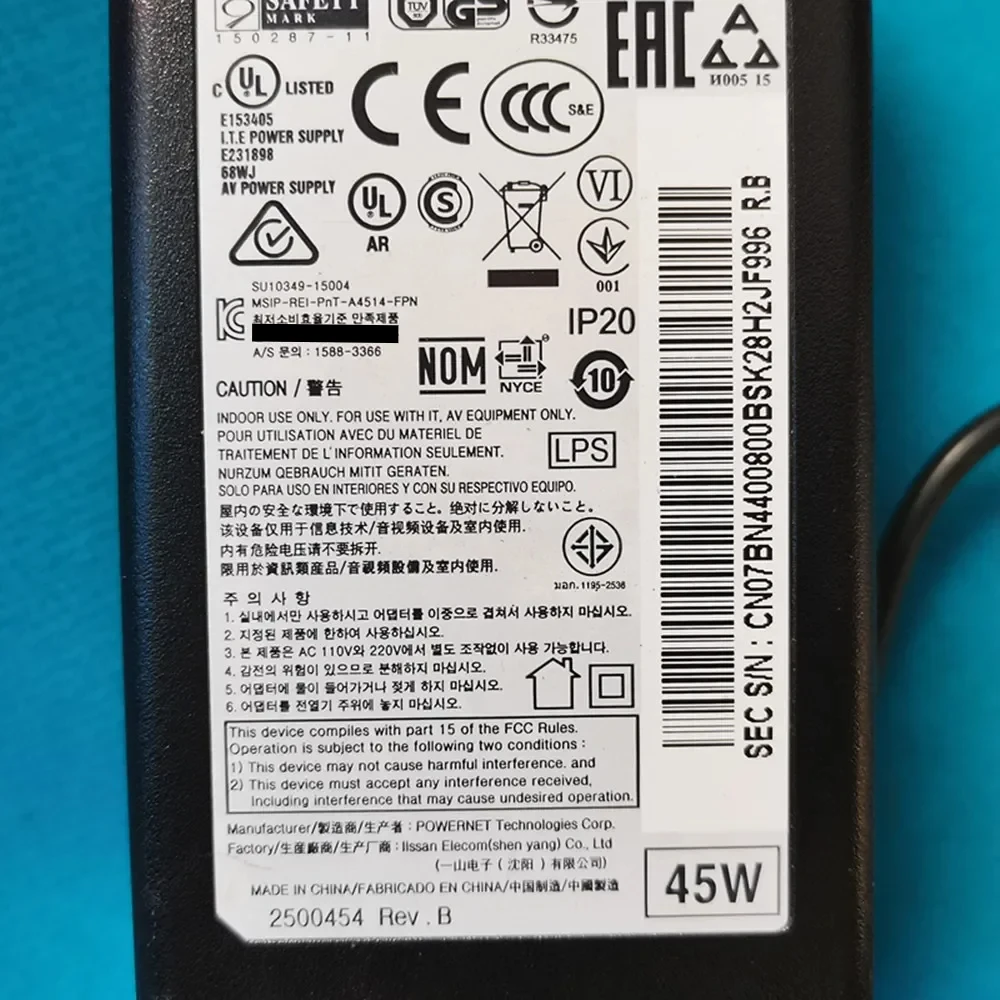 A4514-FPN 14V 3.22A 45W BN44-00800B Cho Samsung/Màn Hình Màn Hình Tivi AC/DC ADAPTER Nguồn Điện Cung Cấp Cho c27F591FDC S22C300H U28E590D