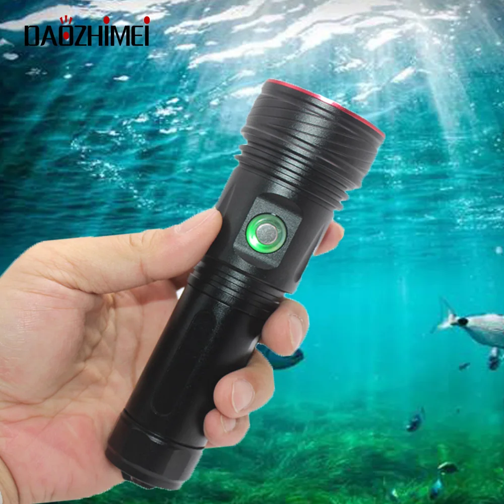 

Powerful Ultra Bright XHP70.2 Underwater 100m Dive Fill Lights IPX8 Waterproof LED Diving Flashlight Outdoor Tactical Torch