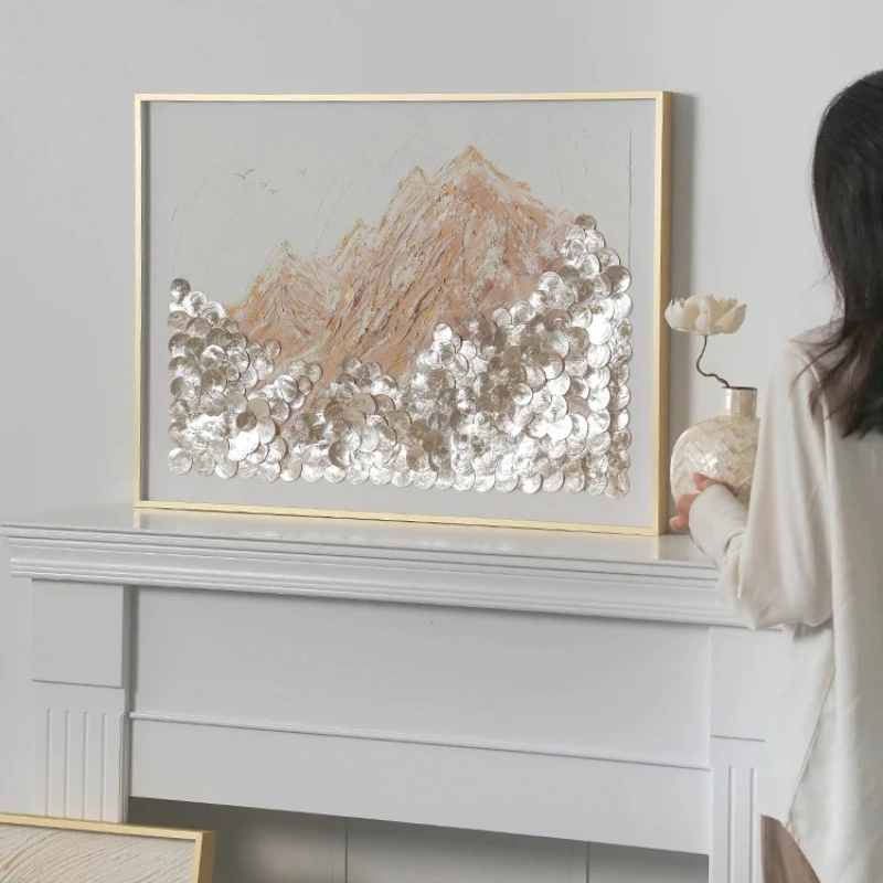 French Style Hand-Painted Seascape Oil Painting - Luxury Decorative Wall Art for Living Room, Shell Theme Canvas Painting