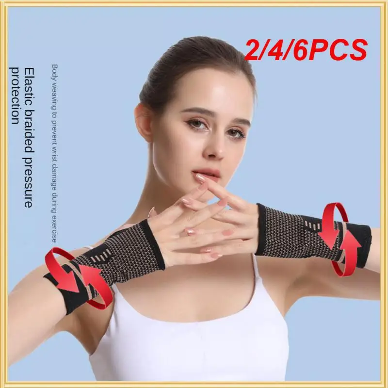 

2/4/6PCS Sports Safety Glove Compression Security Protection Nylon Gym Wristbands Breathable Wrist Protector Black