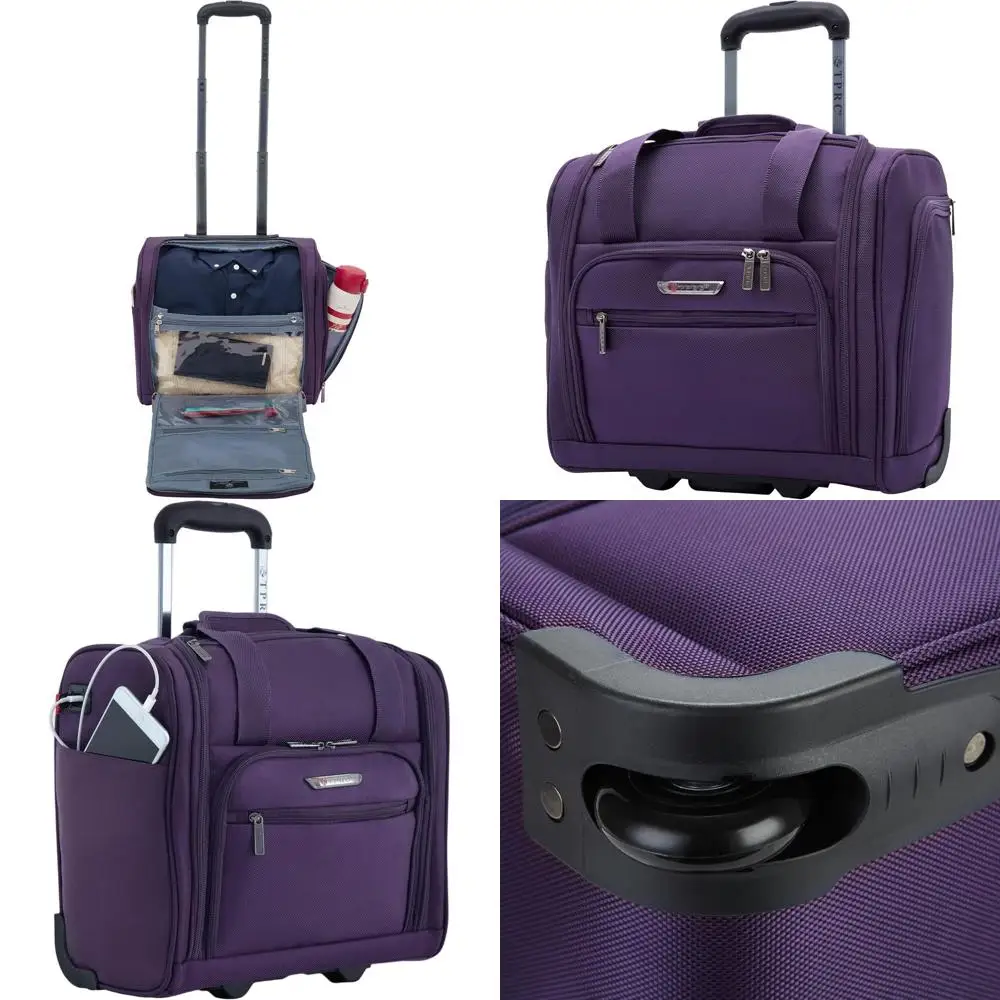 

15-дюймовый умный чемодан для ручной клади с USB-портом, фиолетовый