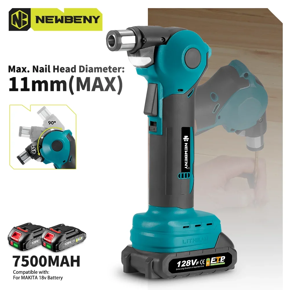 NEWBENY Electric Hammer Drill 0/45/90 Degree Adjustable Cordless Rechargeable Screwdriver Tools For Makita 18V-21V Battery