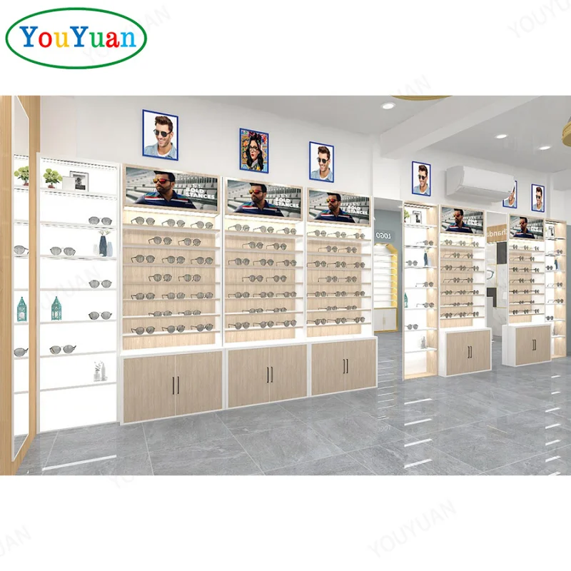 (customized)Luxury sunglasses floor display cabinet used optical displays sale 2 sided sunglasses display kiosk