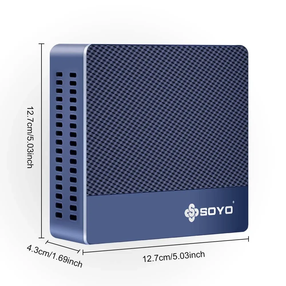 كمبيوتر صغير SOYO M4 مع وحدة المعالجة المركزية AMD 3020E 8GB DDR4 RAM 256GB M.2 SSD، كمبيوتر مكتبي صغير يدعم Dual 4K USB3.2 Win11 Pro للمكتب