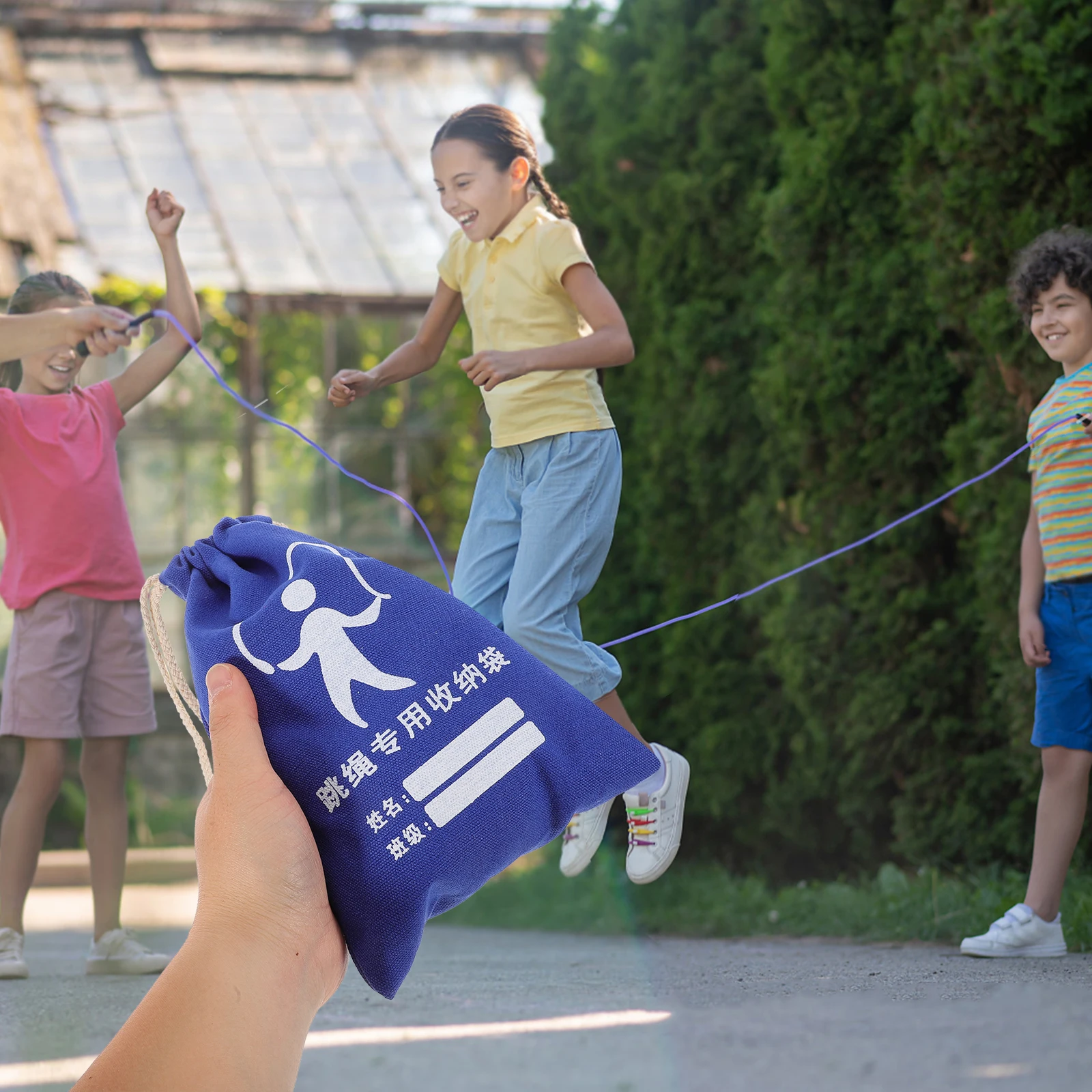

Skipping Rope Bag Kids Canvas Storage Gym Party Sling Fitness Shower Pupils Stationery Water Bottle Sports Exercise