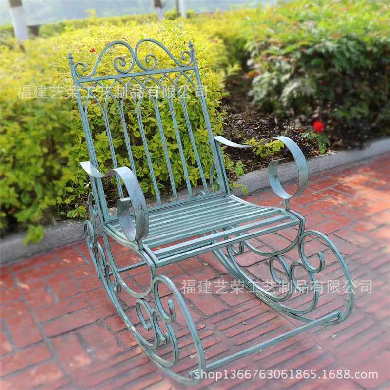 European style open-air garden iron rocking chair, courtyard balcony