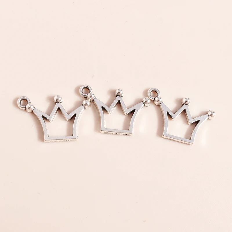 Leslie 50 Stück 13 x 20 mm antik versilbert Mini King Queen Crown Charms für Armband Halskette DIY Schmuckherstellung – Detail 5