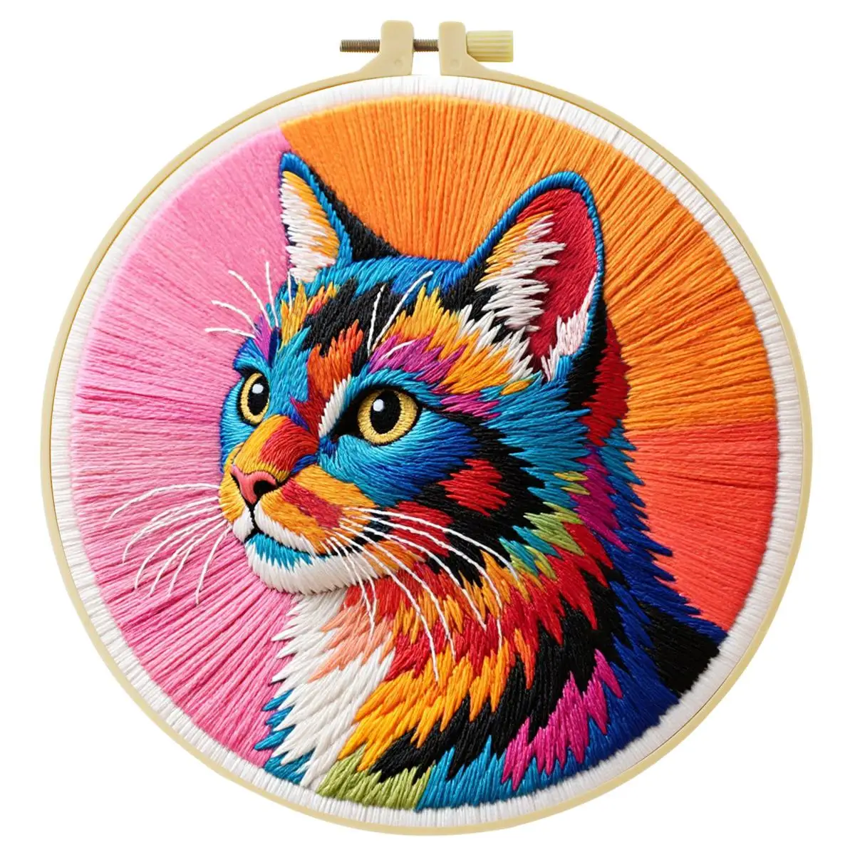 1 Stück 20X20CM/15X15CM 7,87/6,3 Zoll Tier - Katze Stickerei Starter-Kit DIY-Kit DIY-Stickerei-Set Handarbeiten Malerei – Detail 4