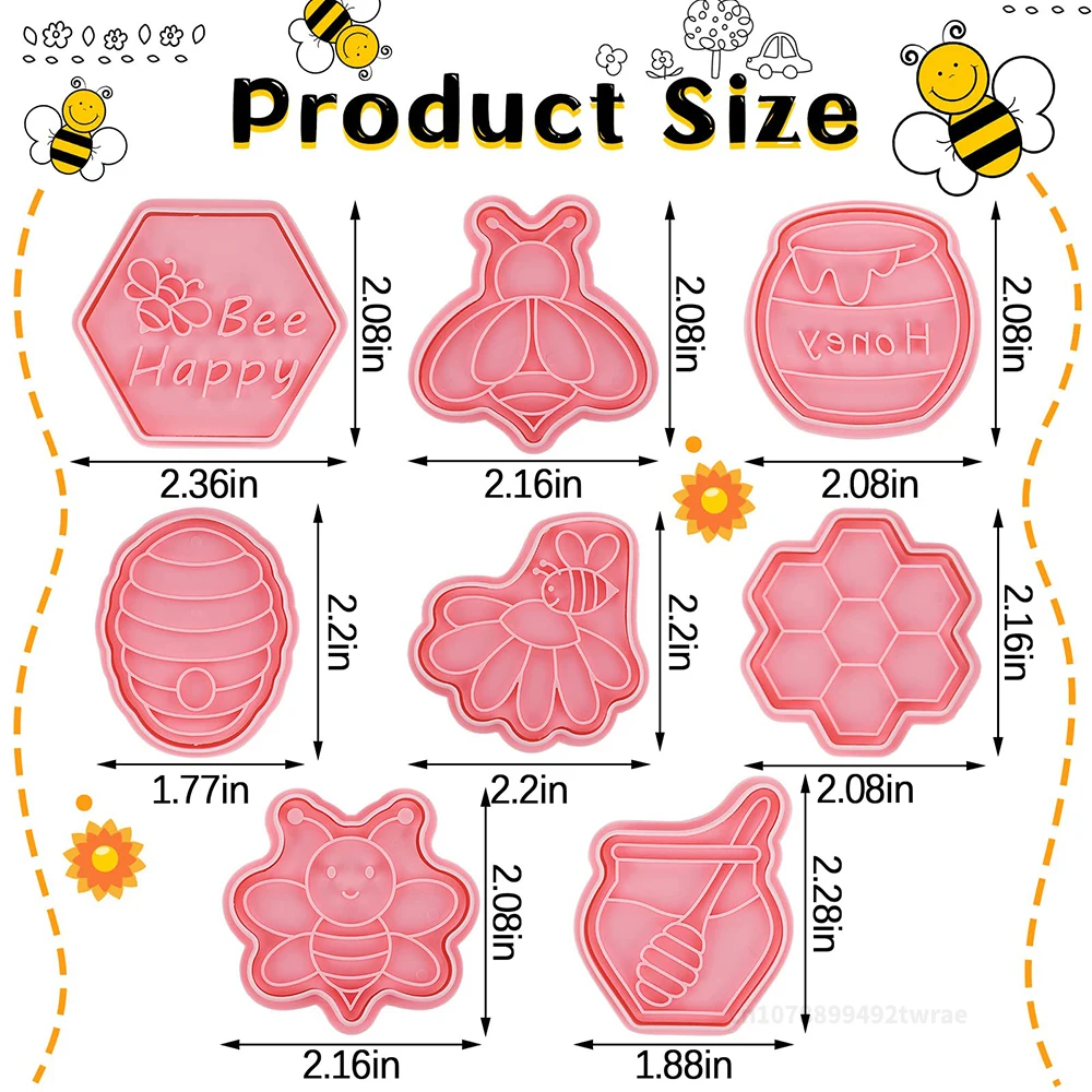 8Pcs Insect Cookie Cutters Set 3D Butterfly Bee Shape Biscuit Cutter Cartoon Cookie Stamps Embossed DIY Baking Cookie Supplies