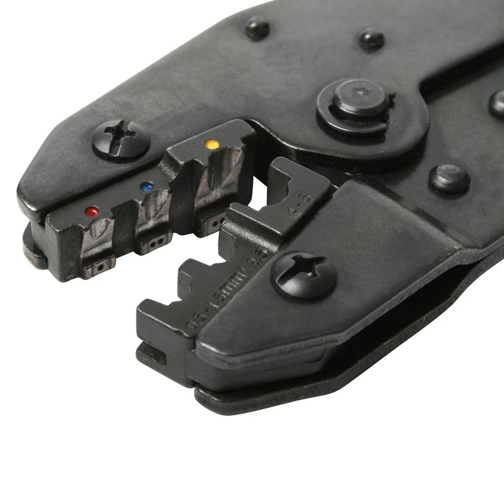 

Durable Self-Adjustable Crimping Pliers Ratcheting Ferrules Crimper Tool with 5 Interchangeable Jaws & One Screw Driver