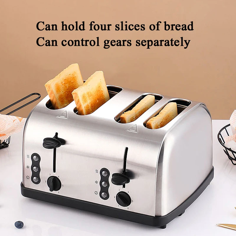 PBOBP Stainless Steel Automatic Electric Toaster Sandwich Maker Bread Baking Machine 2 Slices Slot Grill Oven Breakfast Machine