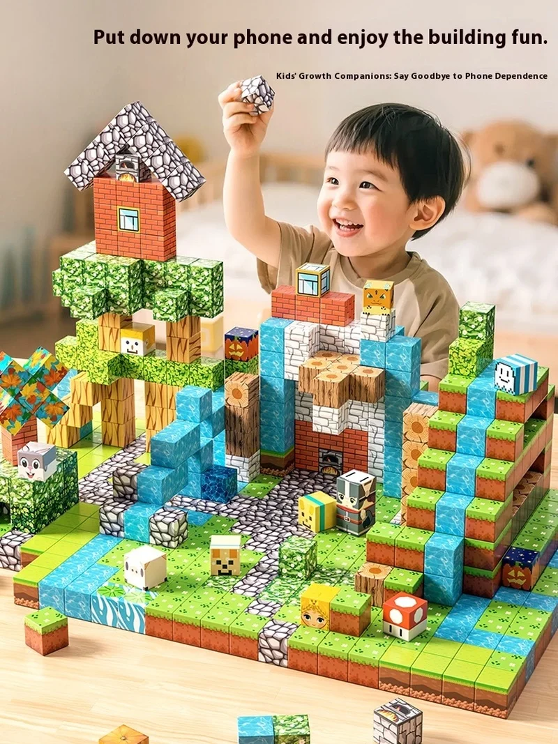 Juego completo de bloques de construcción magnéticos STEM Montessori, juguete educativo de construcción para niños y niñas, regalo de Navidad