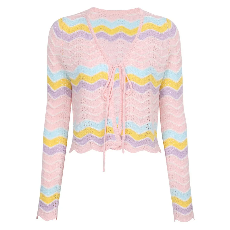 【CHUJIE】2025 Sommer Herbst Neue Süße Stil Farbblock Slim Fit Langarm Top Gestrickte Set Mit Slip Kleid 2-teiliges Set