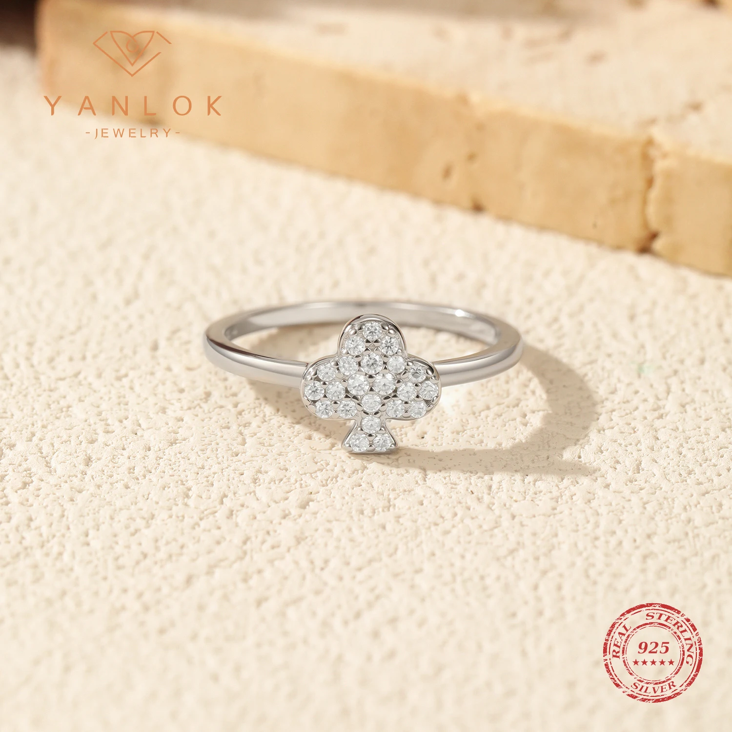 

YANLOK стерлингового серебра 925 пробы, нежный муассанит, игральные карты, кластерные кольца, повседневные кольца для женщин, изящные ювелирные изделия