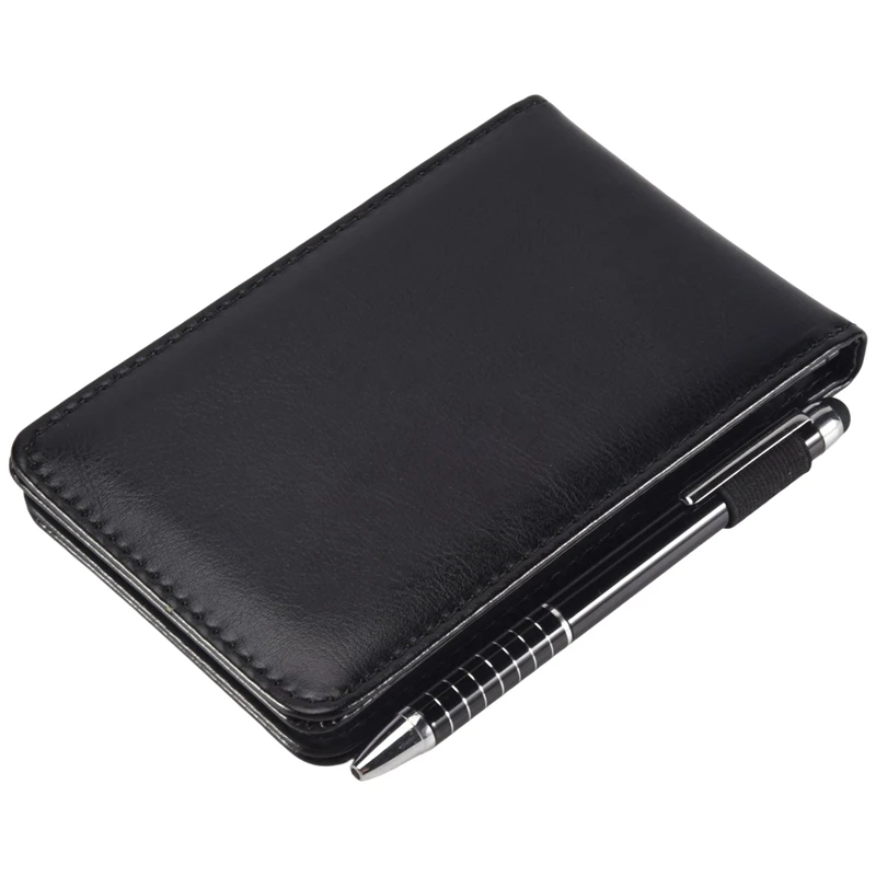 Imagem -06 - Mini Pocket Notepad Holder Conjunto com Caneta de Metal Pocket Notebook Recargas Preto 10 Pcs