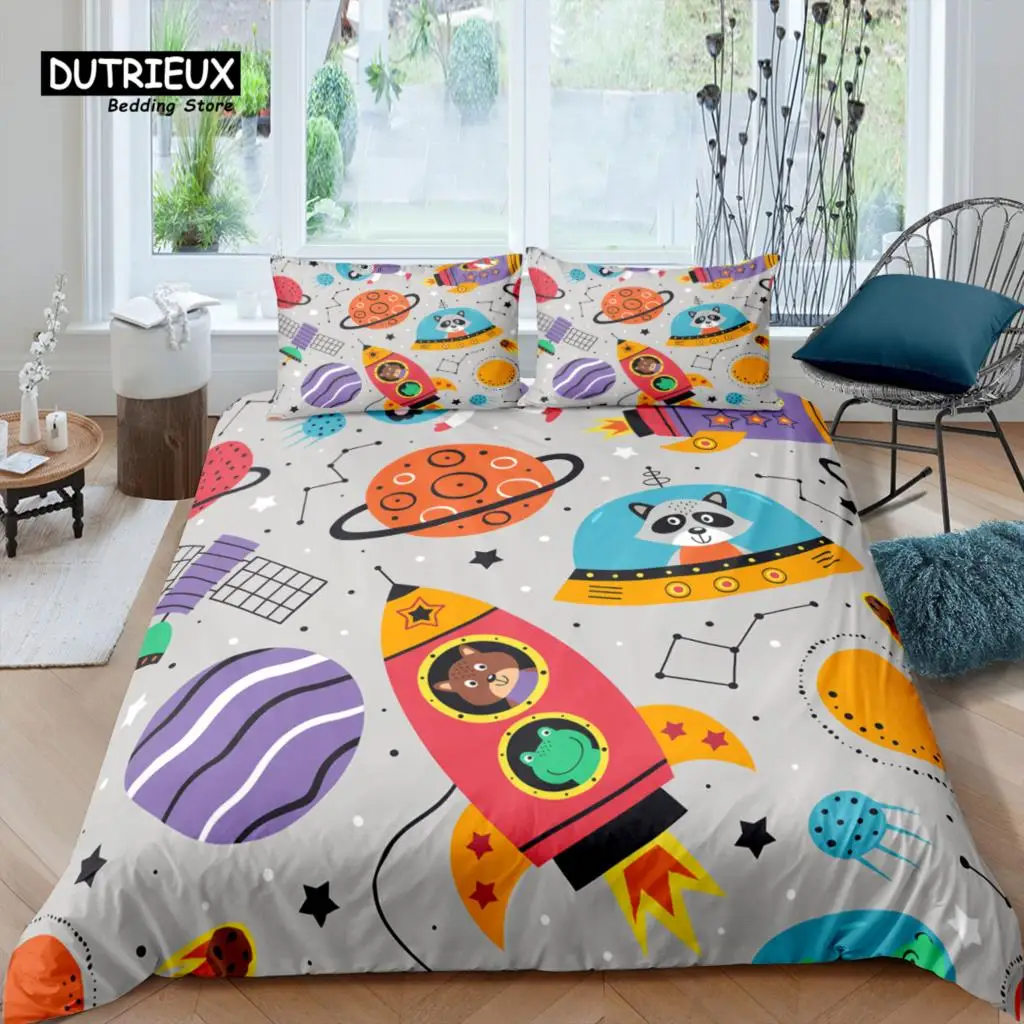 

Home Living Luxury 3D Rocket Bedding Set Spaceship Duvet Cover Pillowcase Queen and King EU/US/AU/UK Size Comforter Bedding