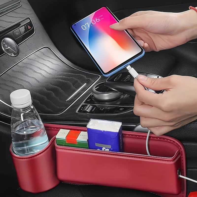 

Car Seat Gap Filler Organizer With Cup Holder Universal Auto Chair Crevice Storage Box For Phone Pocket Interio Storage Box