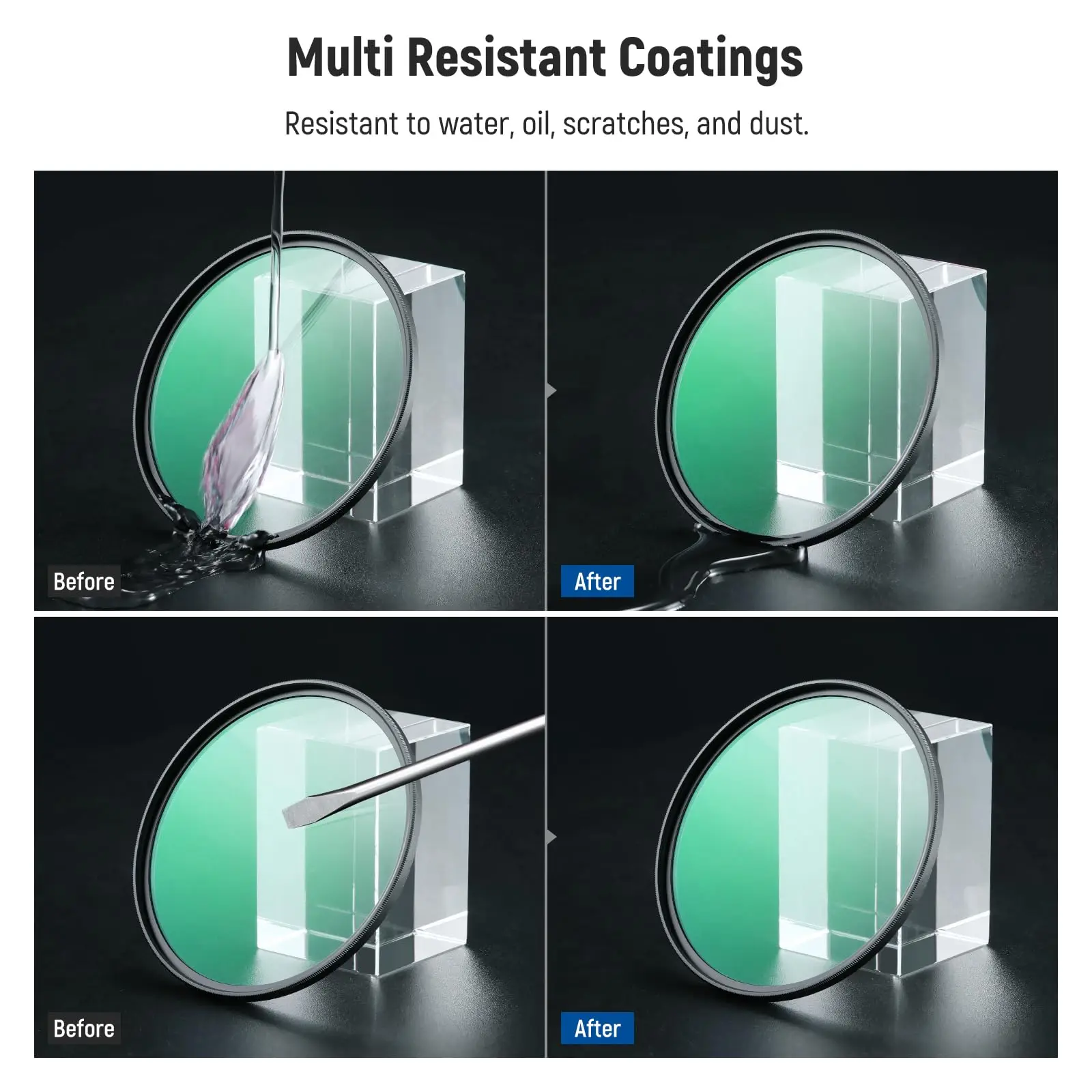 Neewer 1/4 & 1/8 Filter Lensa Kamera Difusi Hitam 2 Pak Set Filter Efek Sinematik Kabut Hitam Casing Penyimpanan Kaca Berlapis