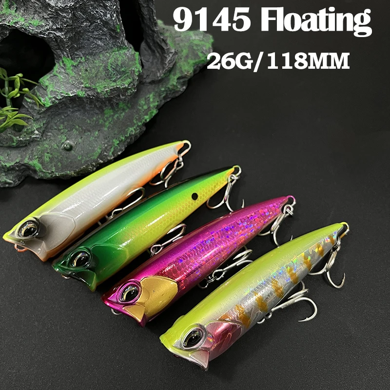 

26g 118mm Topwater Popper Floating Popper Rattles Sound Wobblers for Perch Pike Crankbait Isca Artificial Hard Bait Accessories