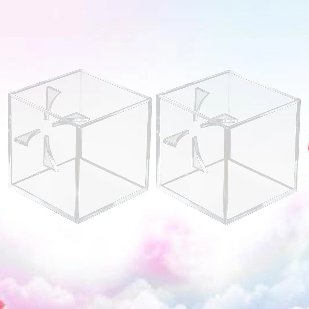 2 pçs caixa de exibição de acrílico para bola de beisebol suporte claro com berço de quatro pontas armazenamento seguro para jogo assinado-usado