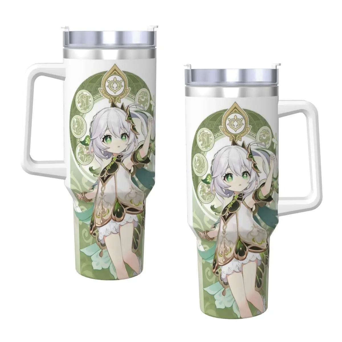 Anime Game Genshin Impact Stainless Steel Tumbler Beach Thermal Mug With Straws and Lid 40oz Mugs Cup Cold Drink Water Bottle