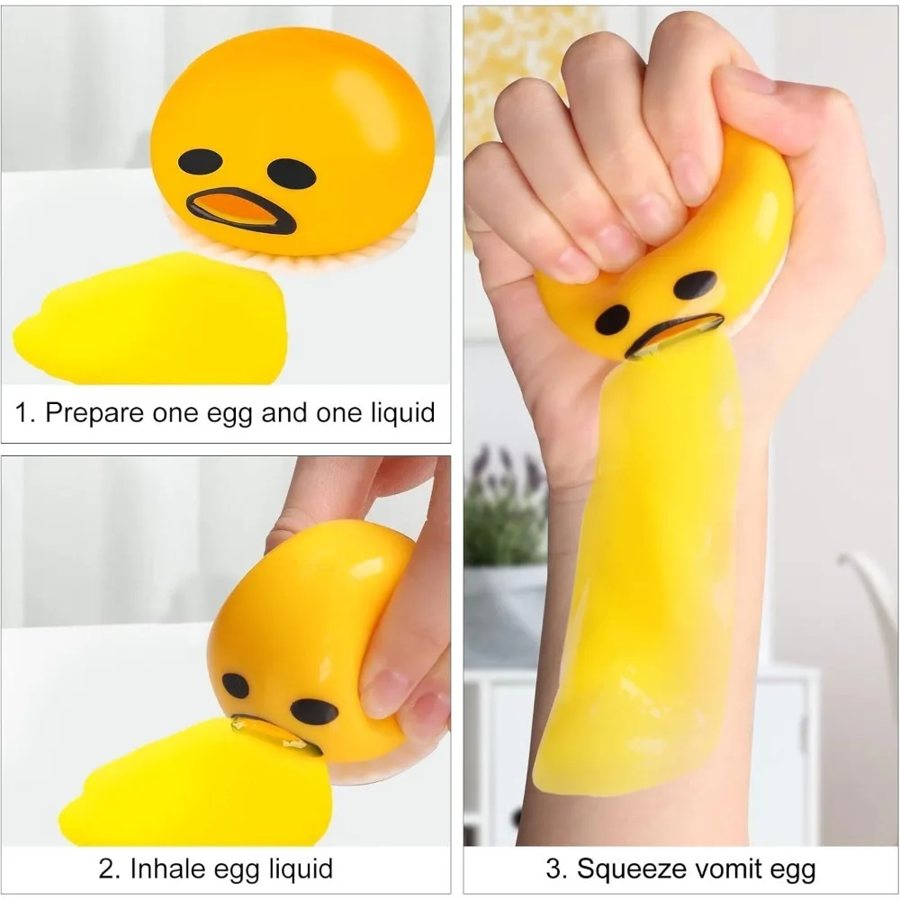 Balle anti-Stress drôle en jaune d'œuf, 2 pièces, jouet à presser pour soulager l'anxiété, jouet sensoriel Squishy Fidget pour enfants et adultes, cadeau Gag