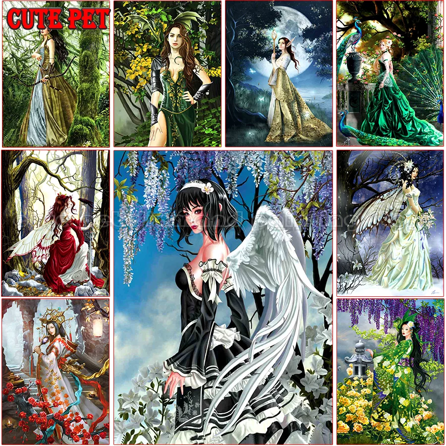 

Fantasy fairy DIY diamond painting cross stitch Forest elf girl mosaic diamond embroidery Angel woman full square drill handmade