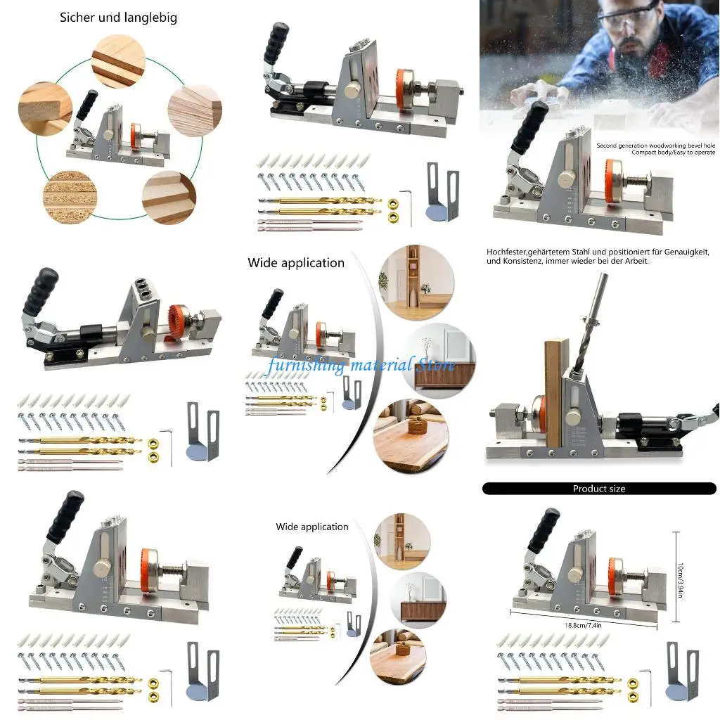 

Y5GD Pocket Hole Jig Professional Hardened Steel Pocket Screw Jig,Inclined Hole Locator for Hardwoods Softwoods
