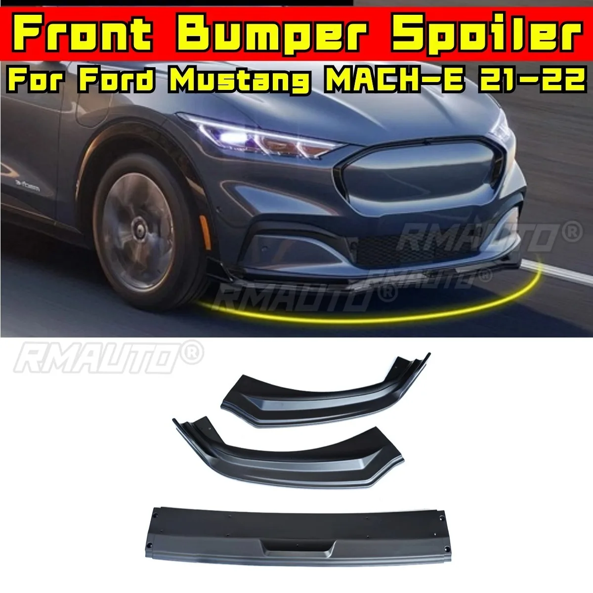 

For Ford Mustang MACH-E 21-22 Car Front Bumper Lip Splitter Diffuser Spoiler Body Kit Gloss Black Bumper Cover Modification Part