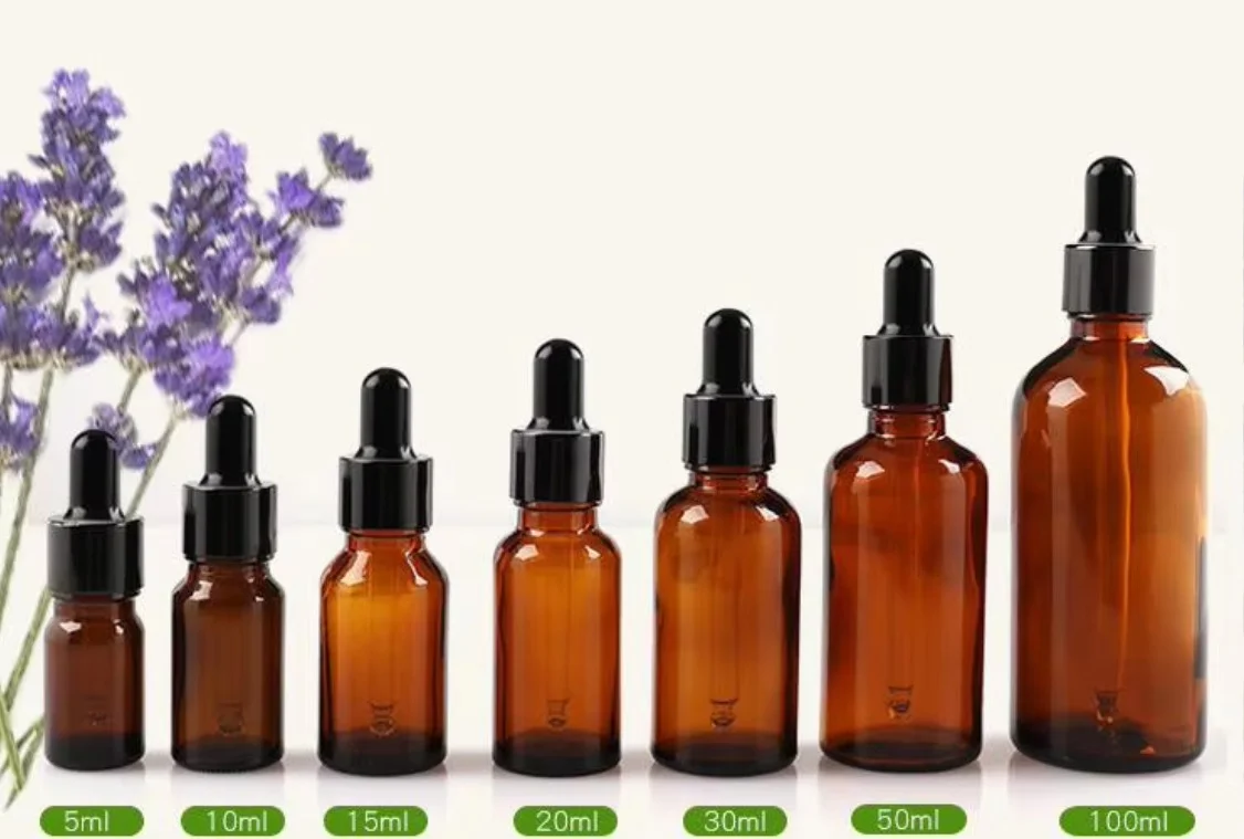 

5ml Amber Glass Dropper Bottle with Black Plastic Eye Drop Lids Matte White Glass Bottle with Bamboo Dropper Cap Clear Glass Jar