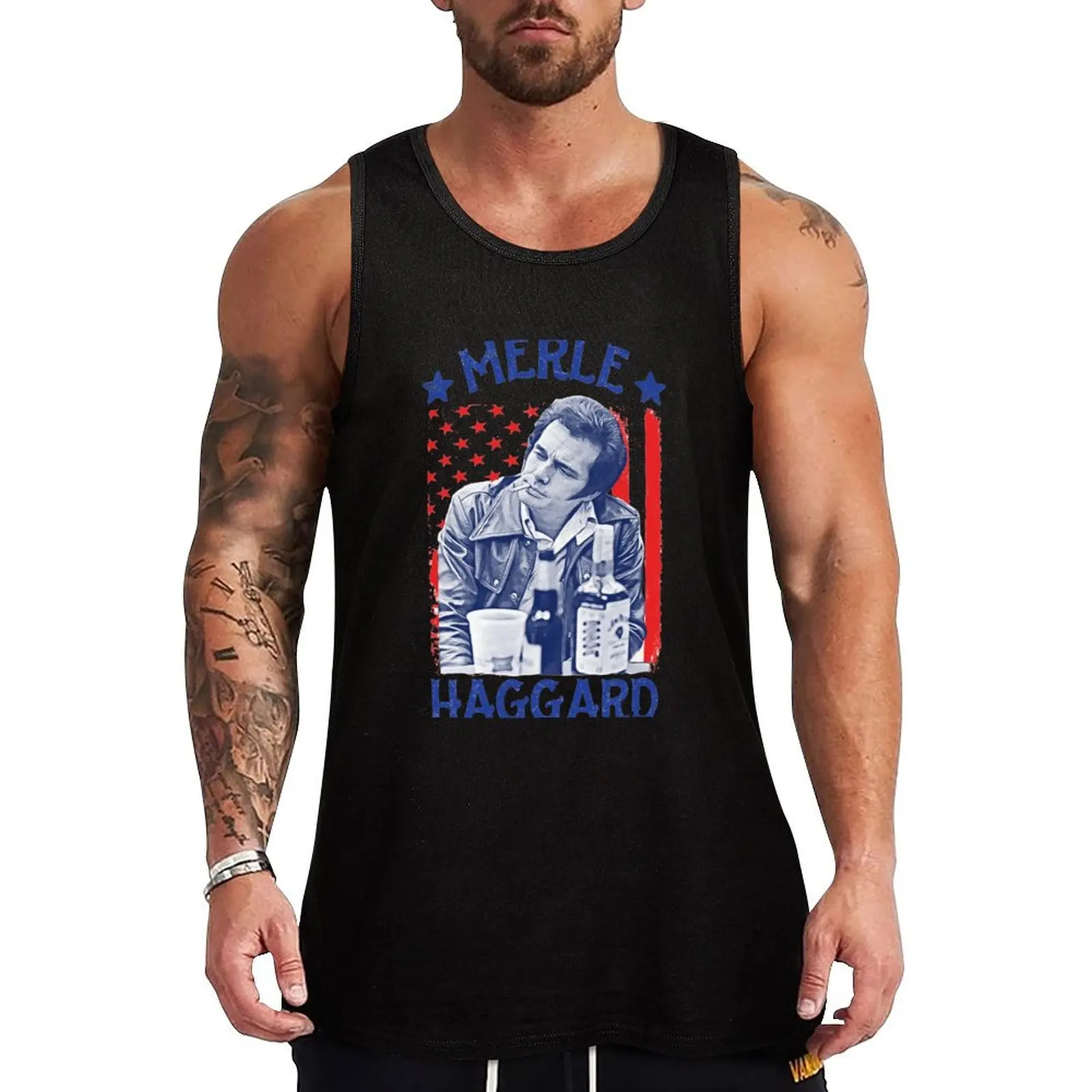 Merle Haggard US Tank Top sleeveless jackets men gym clothing