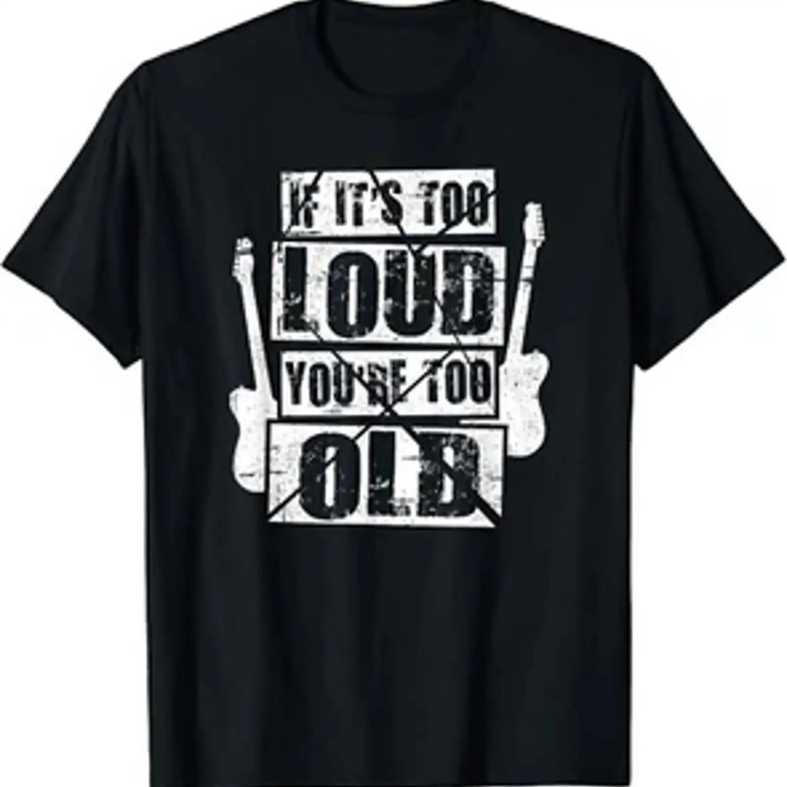 Lustiges T-Shirt mit Aufschrift „If It's Too Loud You're Old Rockers“ im Distressed-Look, Vintage-Waschung, für Herren, Unisex, stilvoll, dehnbar, bequem, mit Grafik
