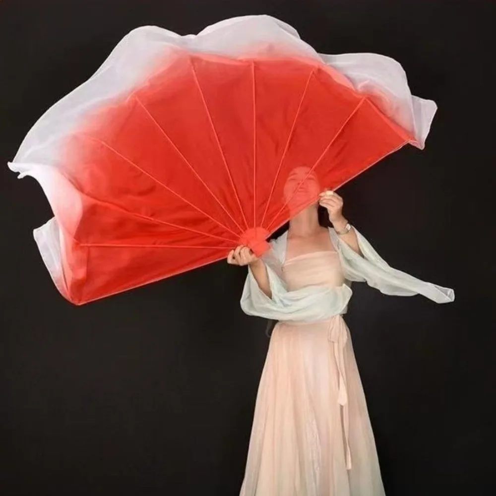 Fishbone Veil Fishbone Fan Gradient Color Light Weight Opening Stage Props Flowy Long Soft Dance Yangko Fan Dance Supplies