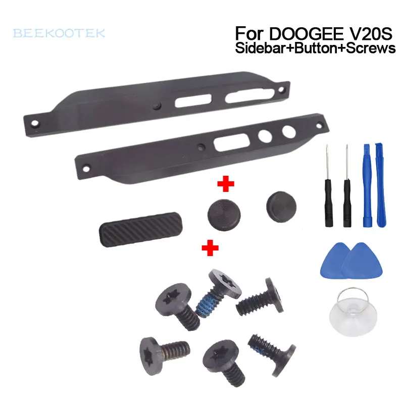 Original DOOGEE V20S Aluminum Piece Left Right Decorative Parts With Volume Button Custom Key With Screws For DOOGEE V20S Phone