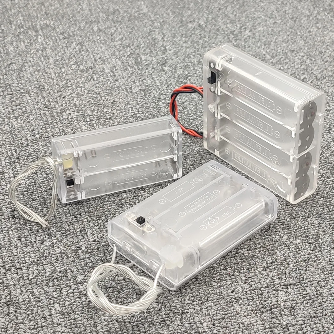 2/3/4 Slot AA Battery Box AA Battery Storage Case AA Battery Holder AA DIY Leads With Cover With ON/OFF Series Connection