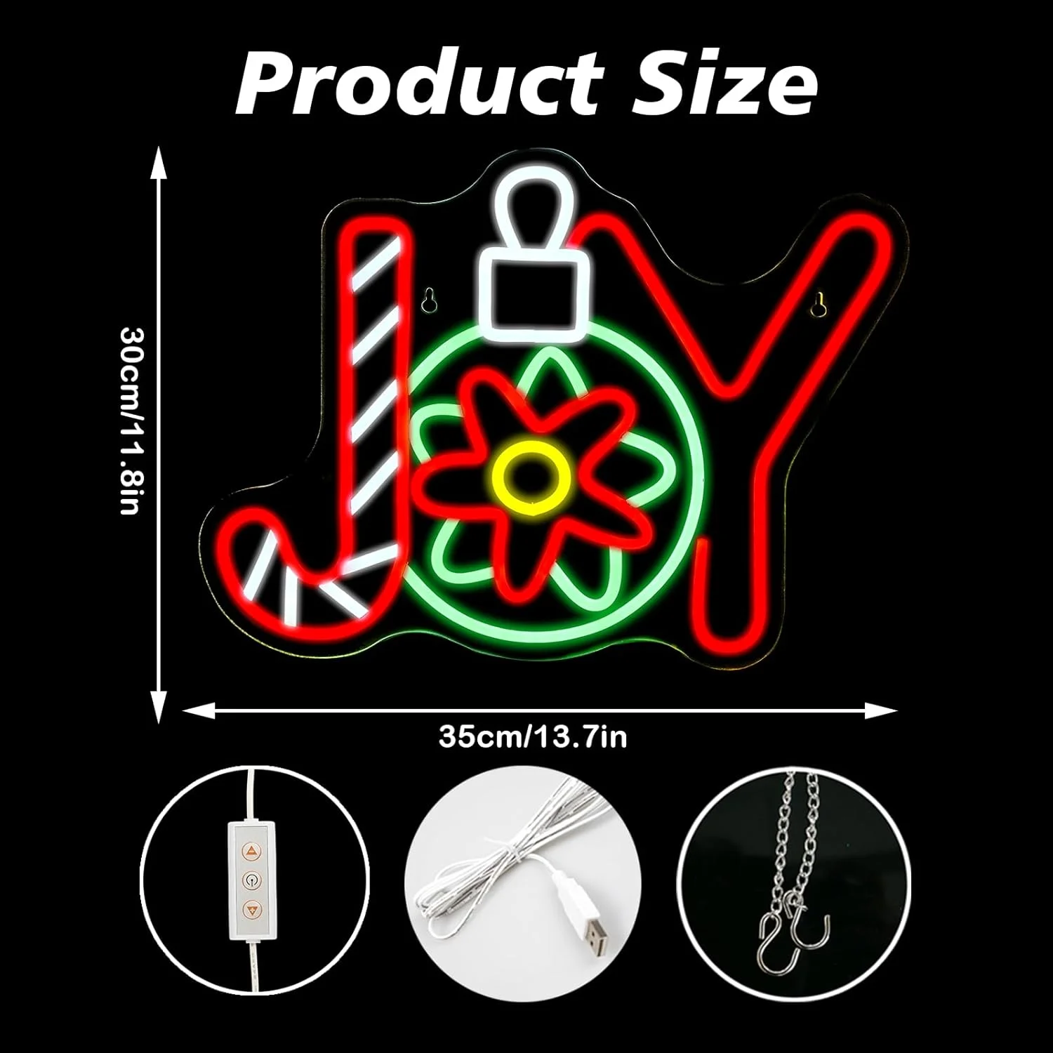 Letrero de neón JOY, letrero de neón de Navidad para decoración de pared Led, luz regulable para fiesta de año nuevo para el hogar, tienda, sala de estar, Bar, Club, logotipo artístico