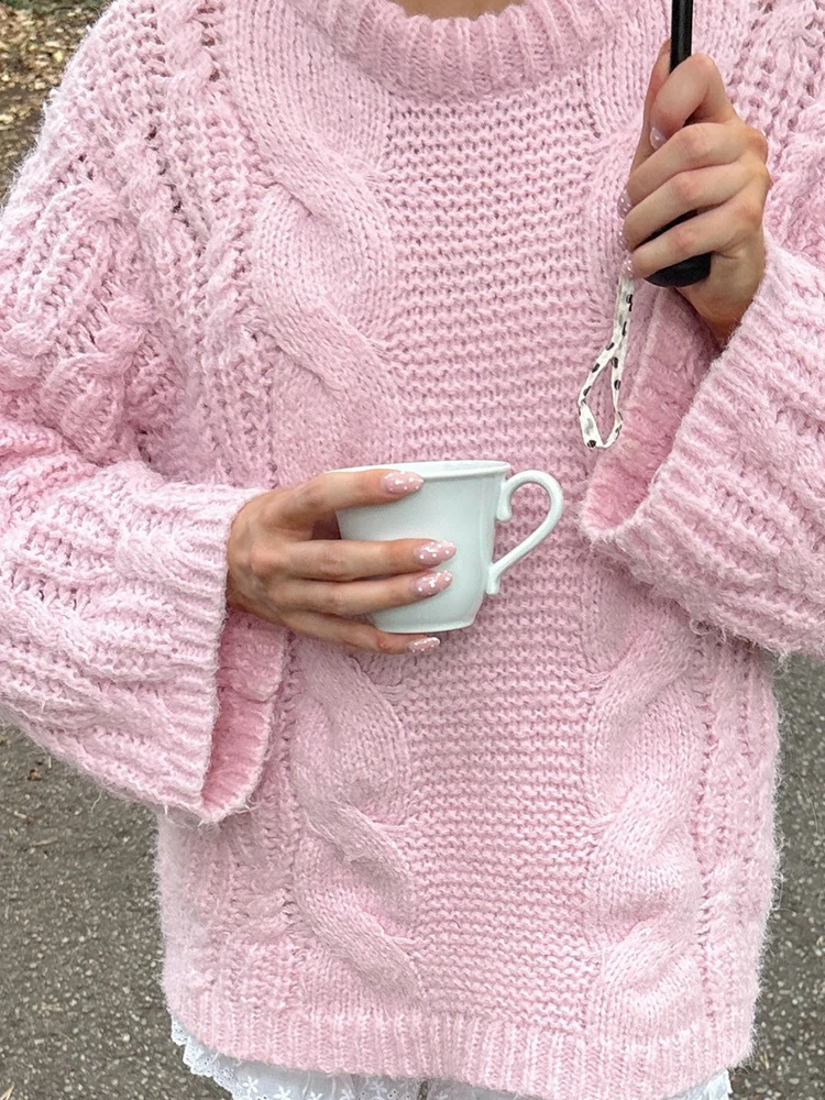 

Autumn Winter New Women's Commuting Warm Pullovers Fashion Knitted Hollow Out Sweater Casual Crochet O-neck Long Sleeve Jumpers