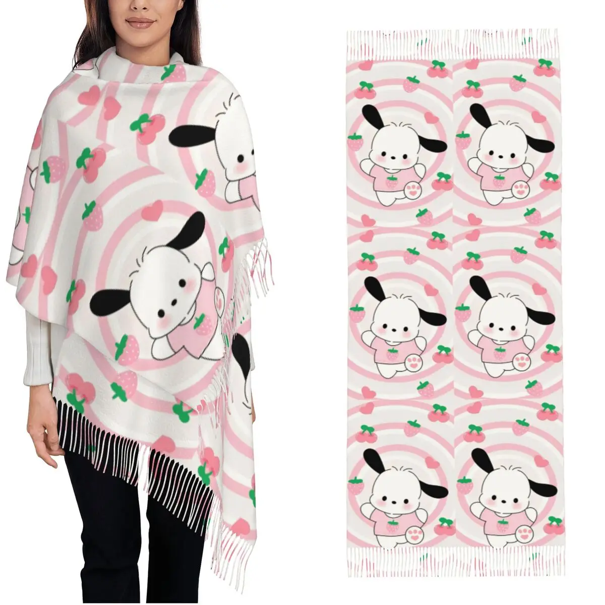 Pochacco Ice Cream Scarf for Women Fall Winter Shawl Wrap Long Large Shawl Scarf for Ladies